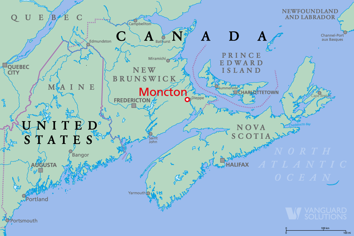 Vanguard Solutions is located in Moncton, New Brunswick, Canada. Areas we serve include the Canadian Maritime provinces of New Brunswick, Prince Edward Island and Nova Scotia.